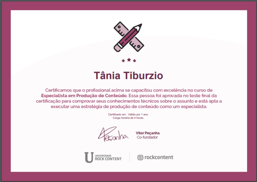 Certificado - Produção de conteúdo